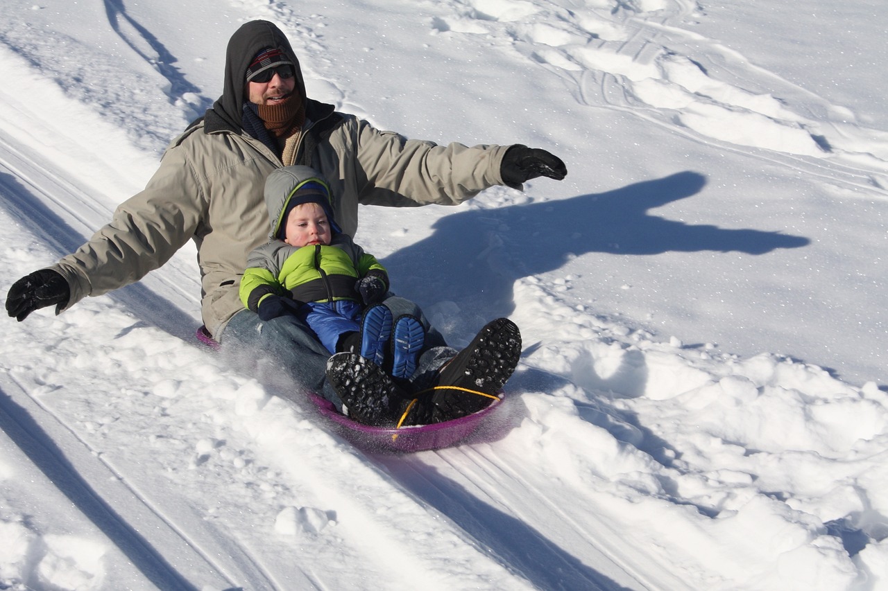 Sledding in the snow near Aspen