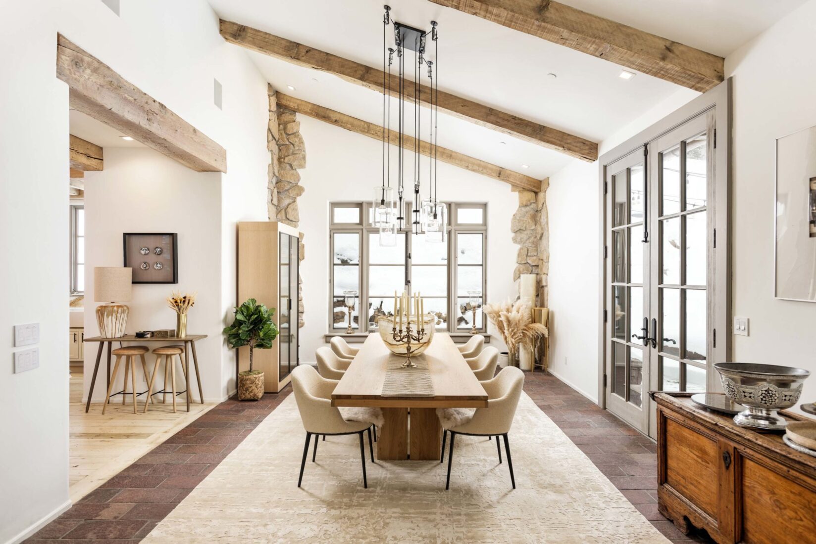 Bright dining room in an Aspen luxury rental