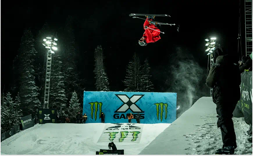 Alex Ferreira preforming during half-pipe competition during X Games Aspen